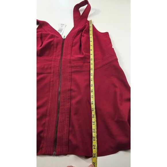 NWT torrid 3X 22 - 24 Peplum Crepe Zip-Front Top chic red layering summer NEW - Picture 9 of 10